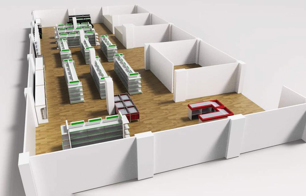 HEDA 3D supermarket shelf space design drawing (2)